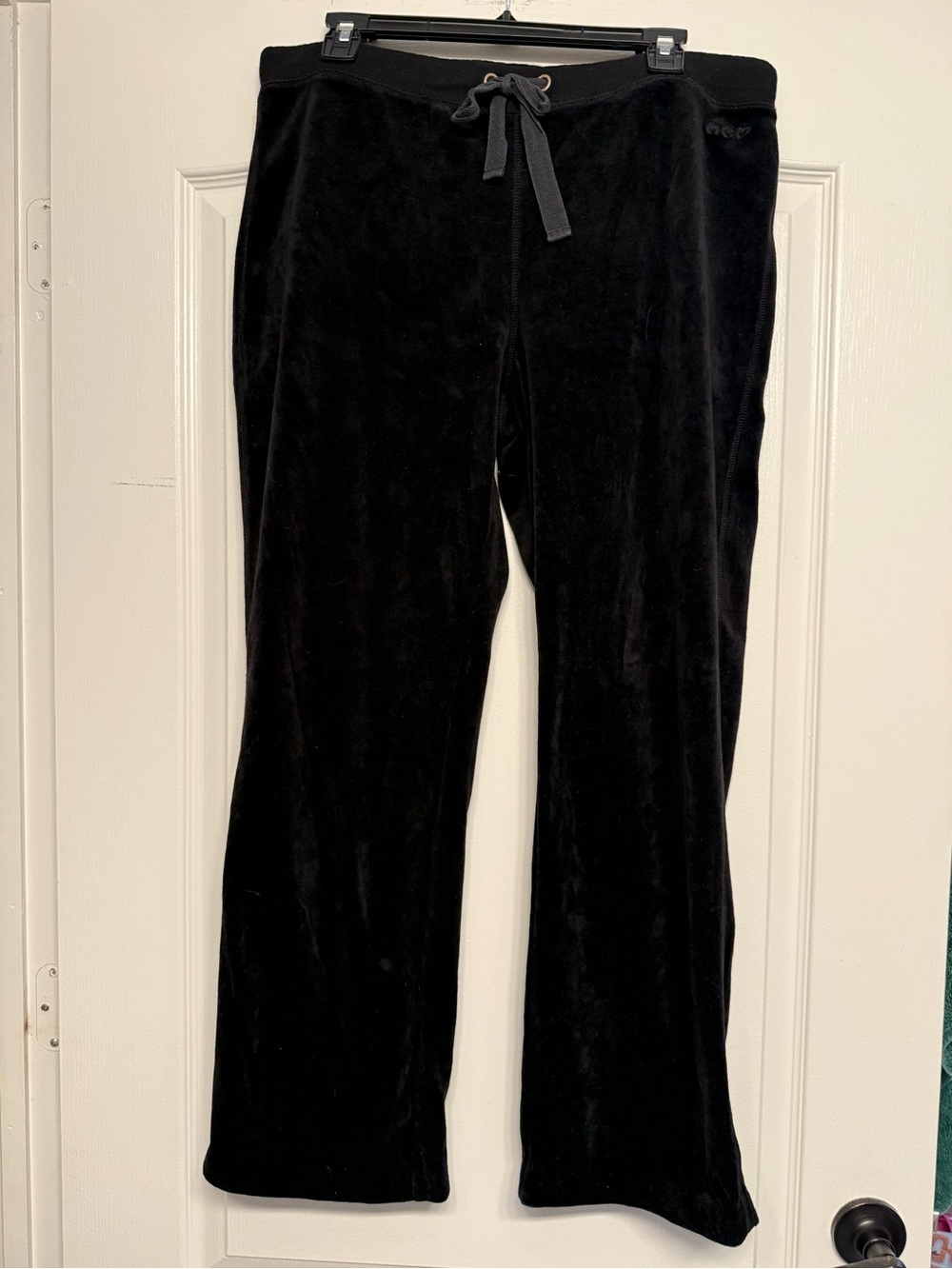 Three Hearts Black Velvet Track Pants Tie Waist Wide Leg Women’s Size L